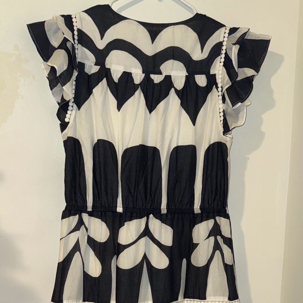 POINT SUR J CREW RATTI PRINT TIER RUFFLED NAVY & WHITE MAXI DRESS NEW WITH TAGS - Picture 13 of 14